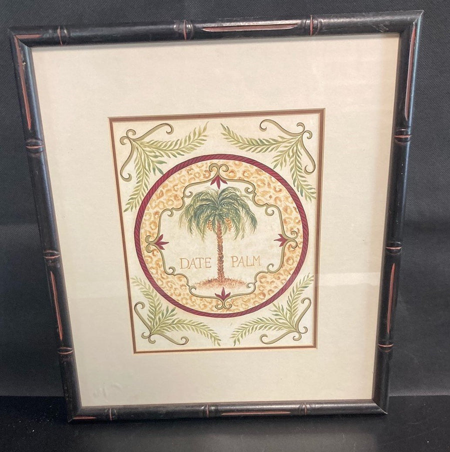 Bamboo Framed and Matted Date Palm Vintage Art