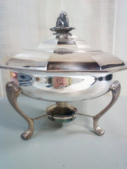 Sheffield Silverplated Covered Chaffing Dish With Burner 4pc Set