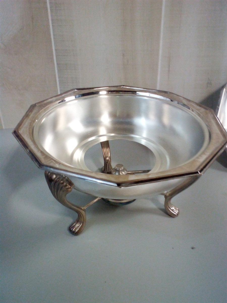 Sheffield Silverplated Covered Chaffing Dish With Burner 4pc Set