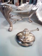 Sheffield Silverplated Covered Chaffing Dish With Burner 4pc Set