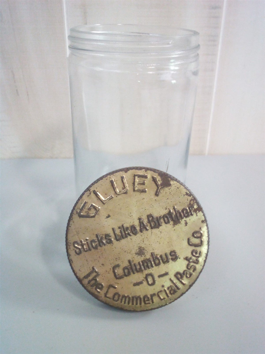 Gluey Vintage Paste Jar 32oz Clear Glass With Lid
