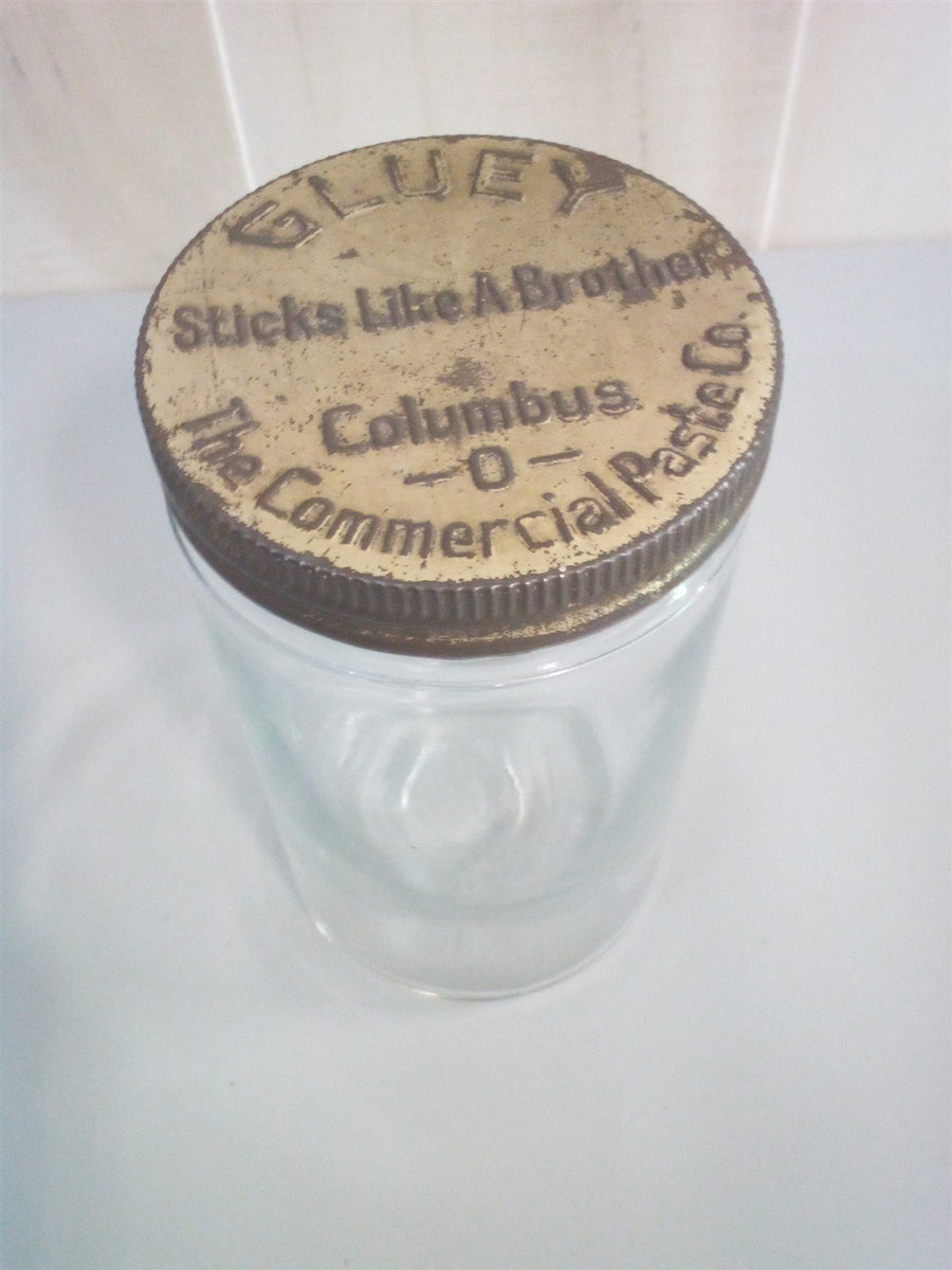 Gluey Vintage Paste Jar 32oz Clear Glass With Lid