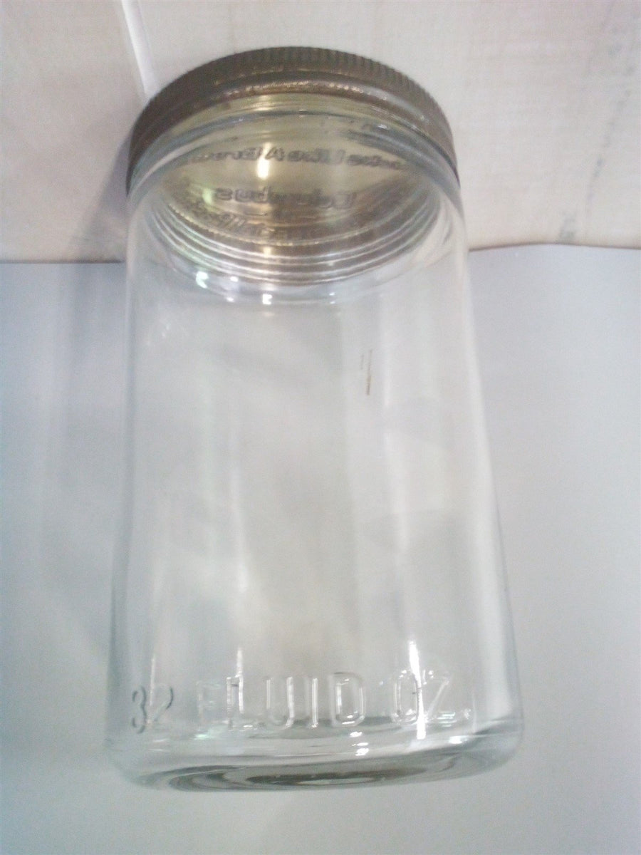 Gluey Vintage Paste Jar 32oz Clear Glass With Lid