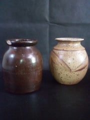 Vintage Brown Pottery 2 pc Set Country Chic Boho Chic
