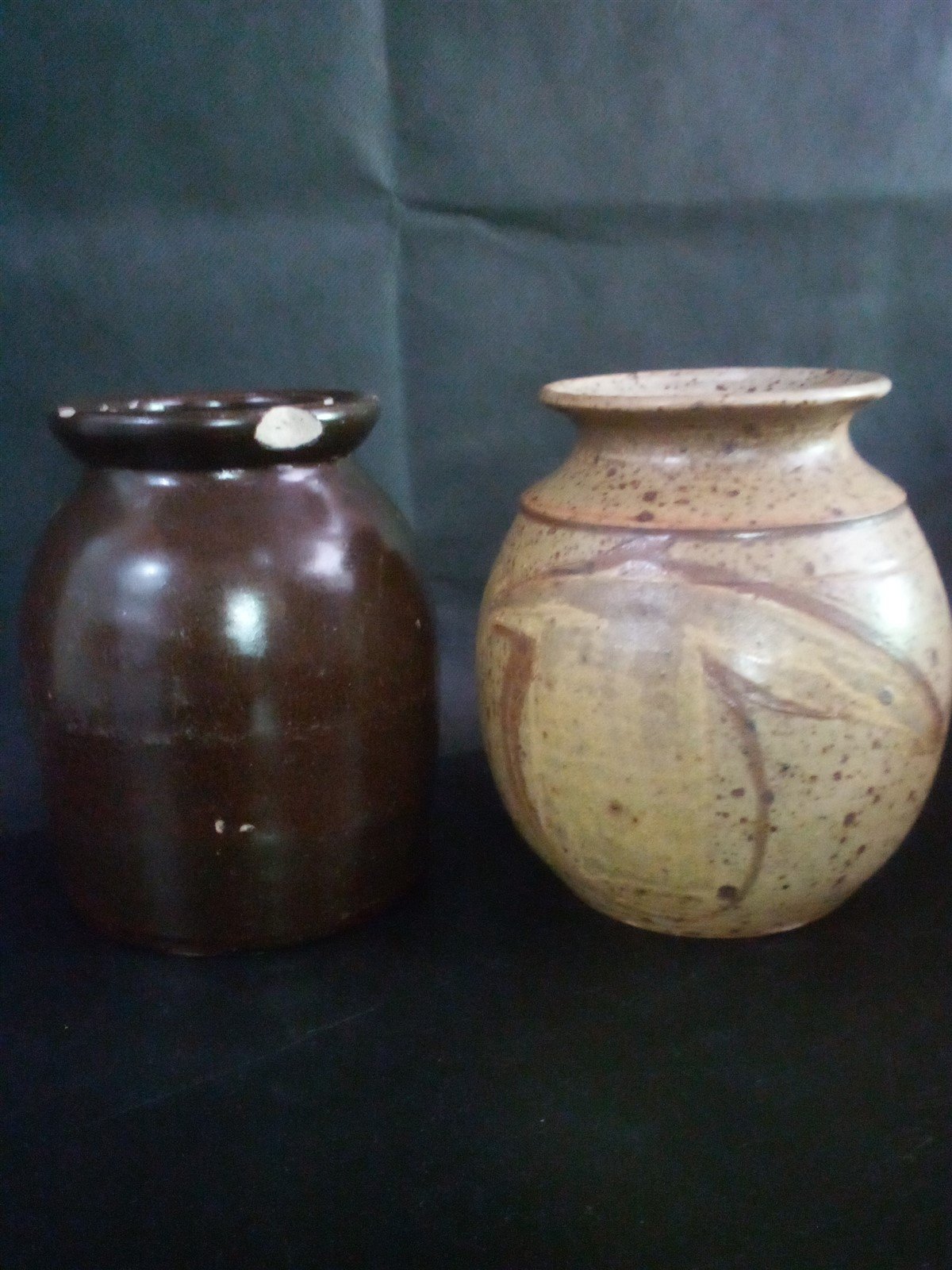 Vintage Brown Pottery 2 pc Set Country Chic Boho Chic
