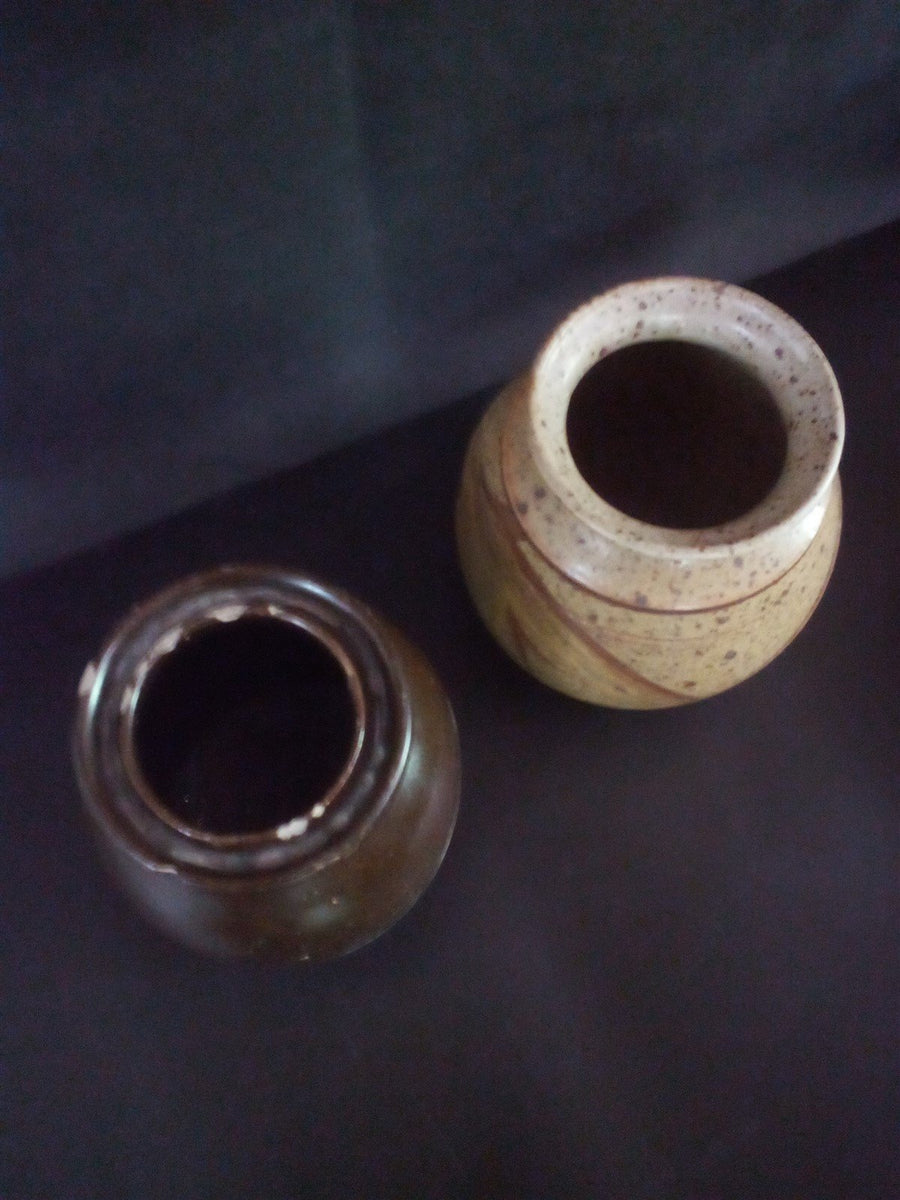 Vintage Brown Pottery 2 pc Set Country Chic Boho Chic