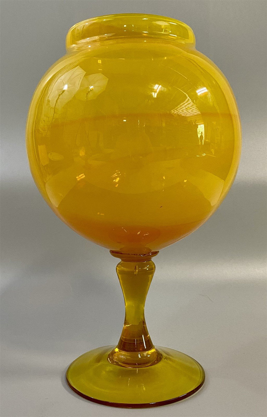 Vintage Mid Century Amberina Empoli (?) Glass Globe / Goblet Style Vase
