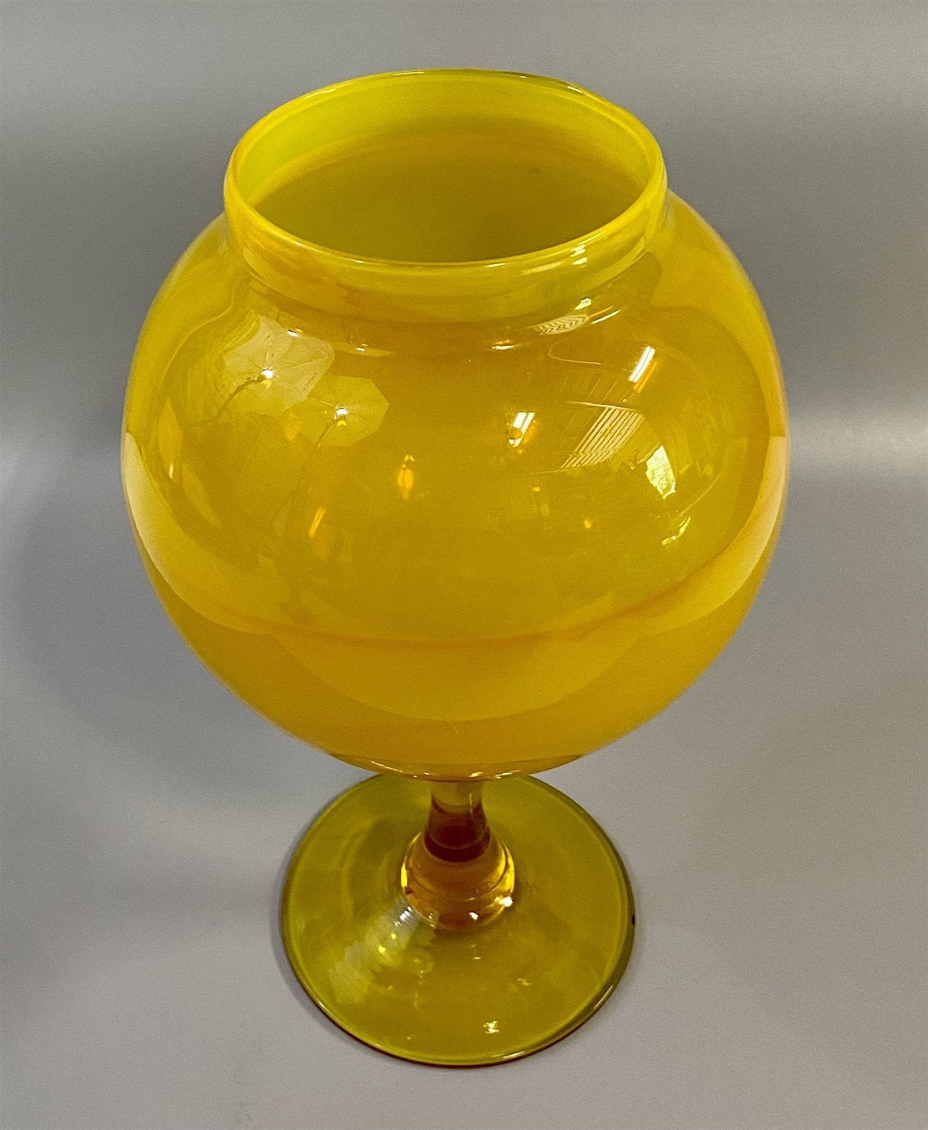 Vintage Mid Century Amberina Empoli (?) Glass Globe / Goblet Style Vase