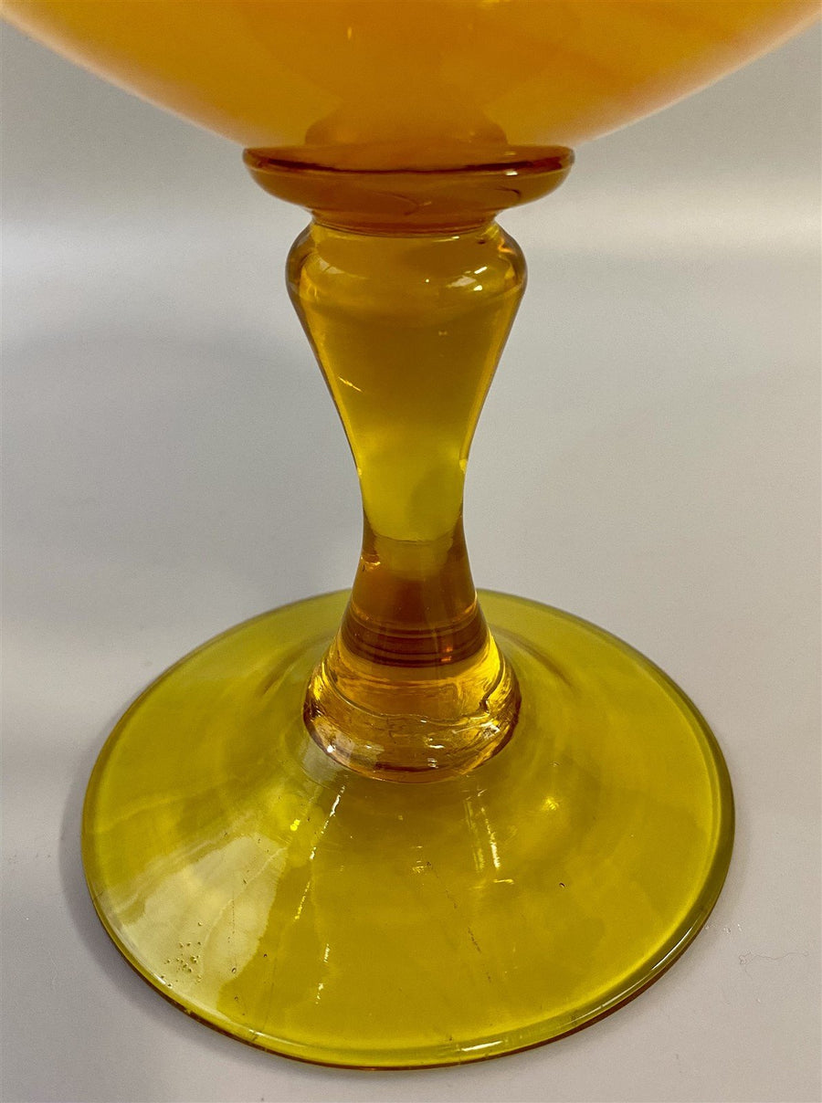 Vintage Mid Century Amberina Empoli (?) Glass Globe / Goblet Style Vase