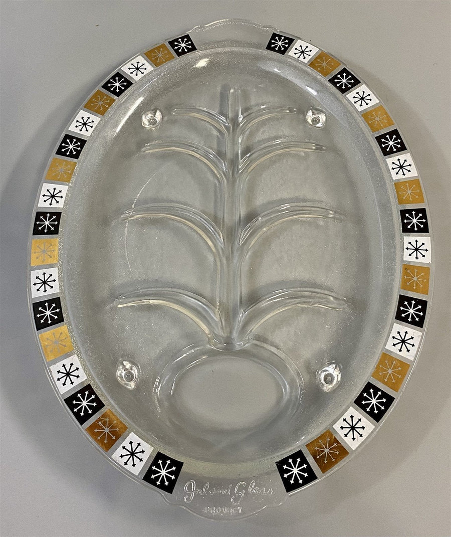 Mid Century MCM Inland Glass Atomic Starburst Pattern Meat Serving Platter