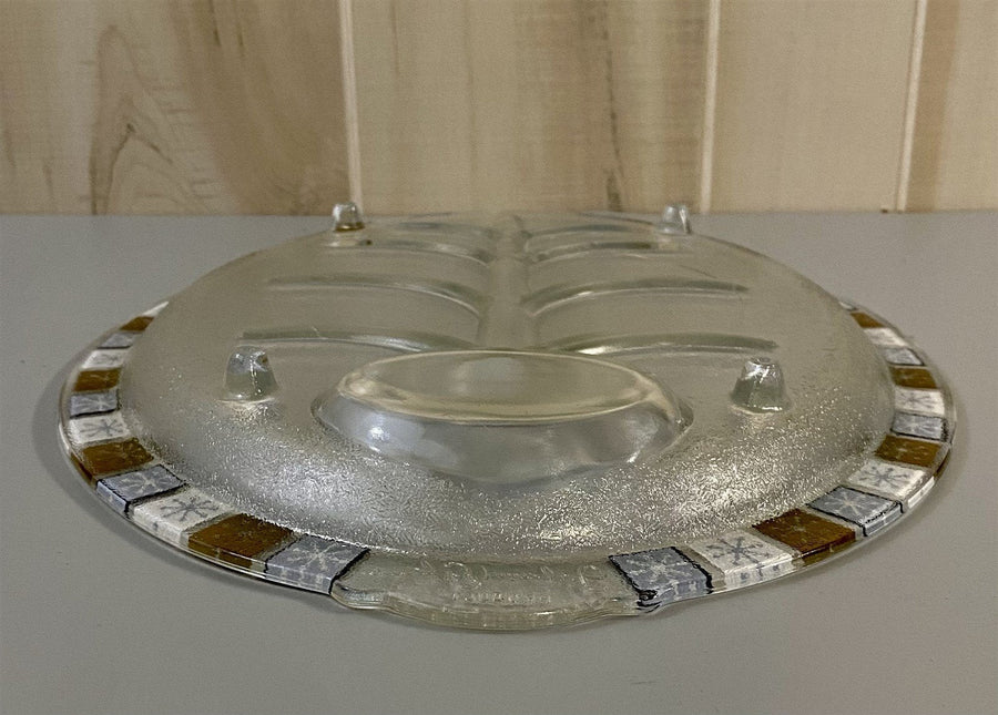 Mid Century MCM Inland Glass Atomic Starburst Pattern Meat Serving Platter