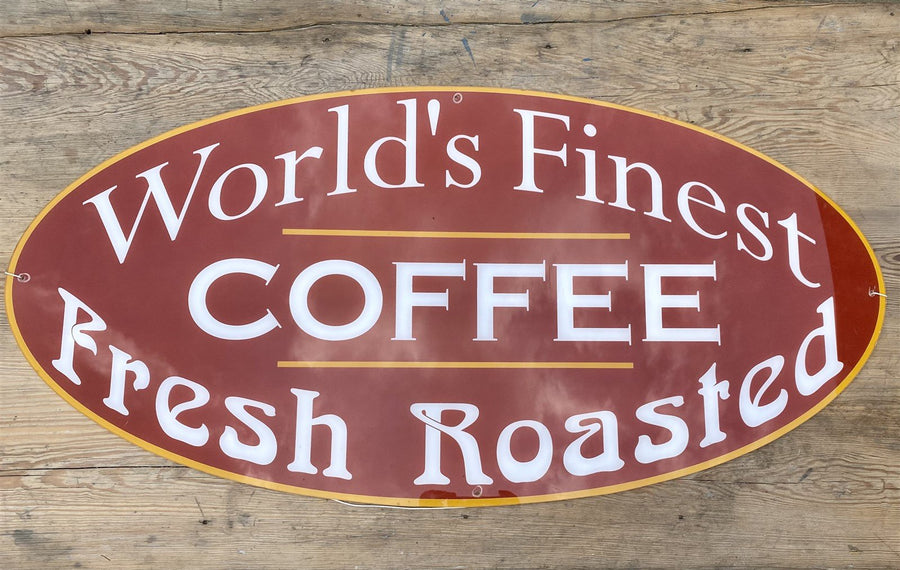 Retro "World's Finest Coffee Fresh Roasted" Acrylic and Vinyl Large Wall Hanging