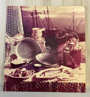 Vintage Hall China Nautical / Seafood Themed Promotional Foamboard Poster