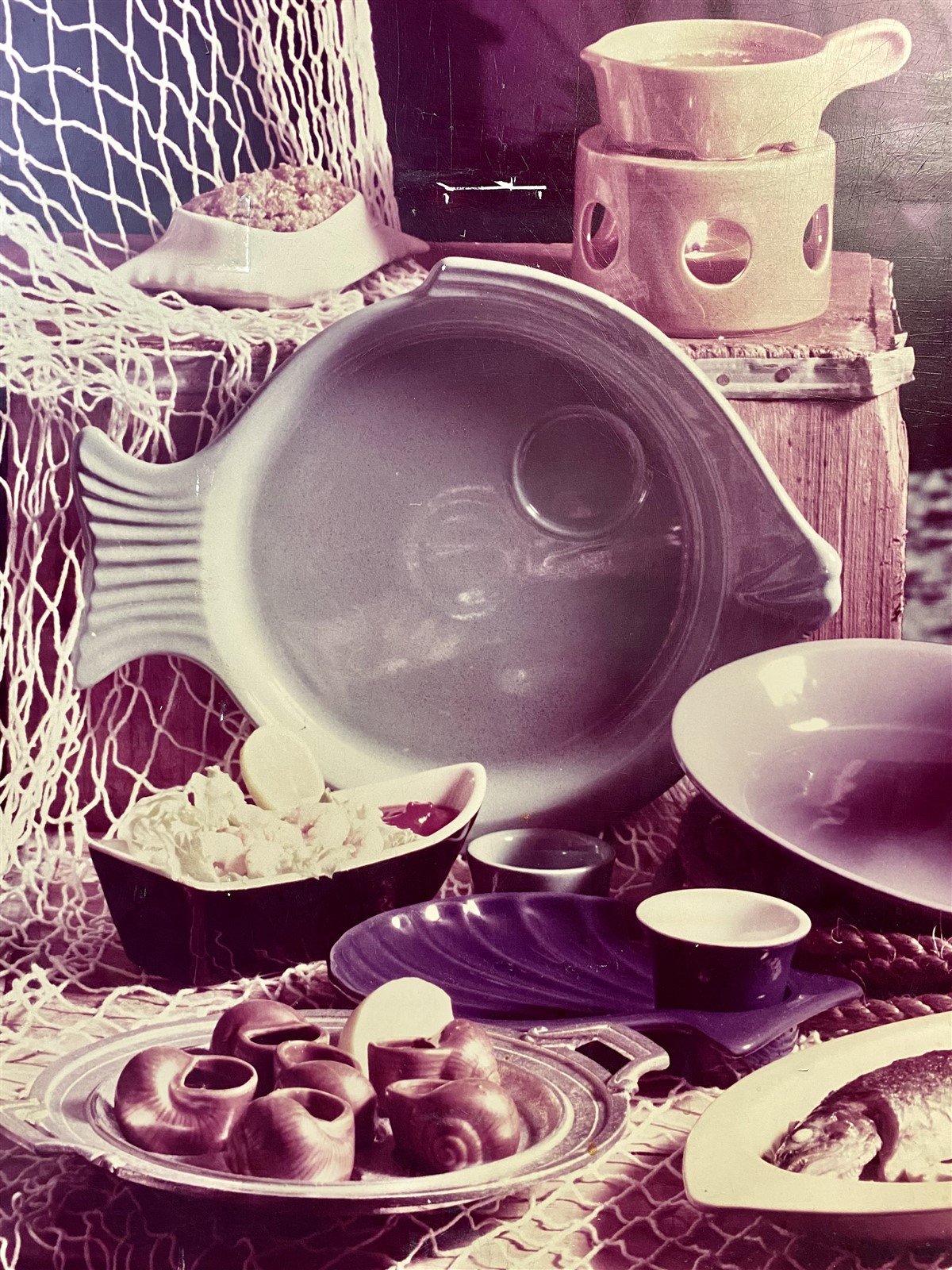 Vintage Hall China Nautical / Seafood Themed Promotional Foamboard Poster