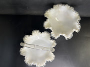 Vintage Fenton (?) Glass Art Silver Crest Pedestal Candy Dish / Bowl and Basket