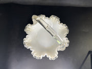 Vintage Fenton (?) Glass Art Silver Crest Pedestal Candy Dish / Bowl and Basket