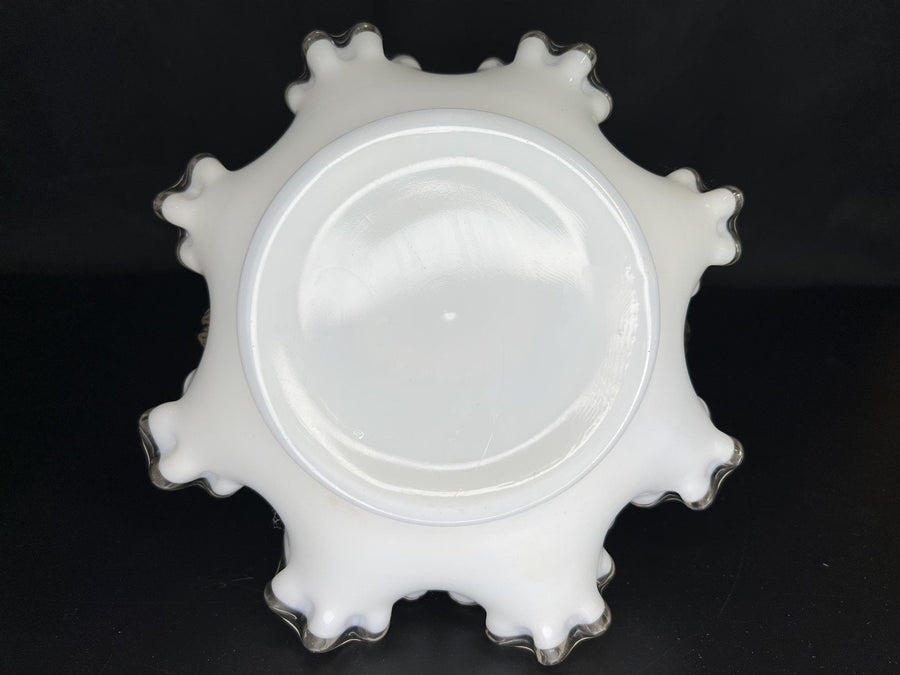 Vintage Fenton (?) Glass Art Silver Crest Pedestal Candy Dish / Bowl and Basket