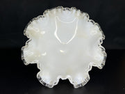 Vintage Fenton (?) Glass Art Silver Crest Pedestal Candy Dish / Bowl and Basket