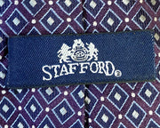 Vintage Diamonds Patterned Burgundy Navy Light Blue and White Stafford Neck Tie