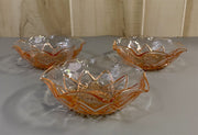 3 Depression Era Pink Diamond Arches Hazel Atlas Glass Fruit / Nut / Berry Bowls