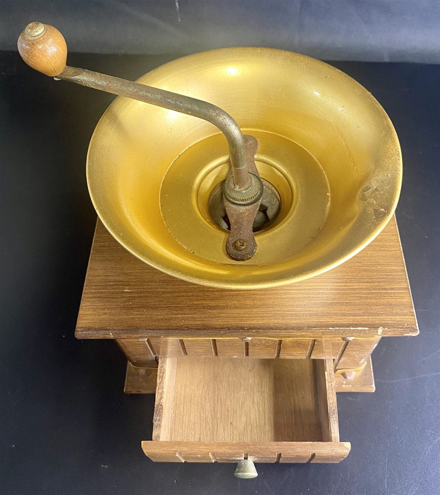 Vintage Manual Wooden Hand Crank Coffee Grinder Made in Taiwan Republic of China
