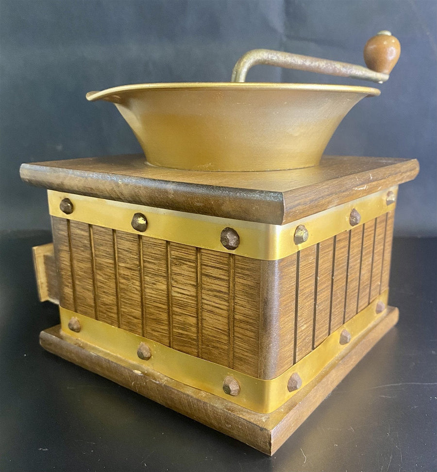 Vintage Manual Wooden Hand Crank Coffee Grinder Made in Taiwan Republic of China