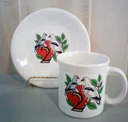 Fiesta Homer Laughlin 12 Days Of Christmas Cup And Saucer Two Turtle Doves