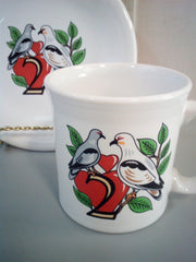 Fiesta Homer Laughlin 12 Days Of Christmas Cup And Saucer Two Turtle Doves