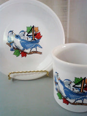 Fiesta Homer Laughlin 12 Days Of Christmas Cup And Saucer Four Calling Birds