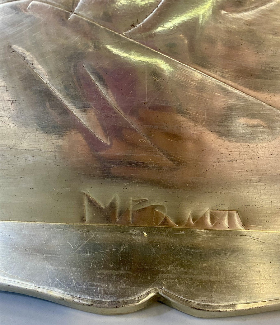 Hand Engraved Aluminum Restaurant Server Style / Butler Serving Tray with Stand