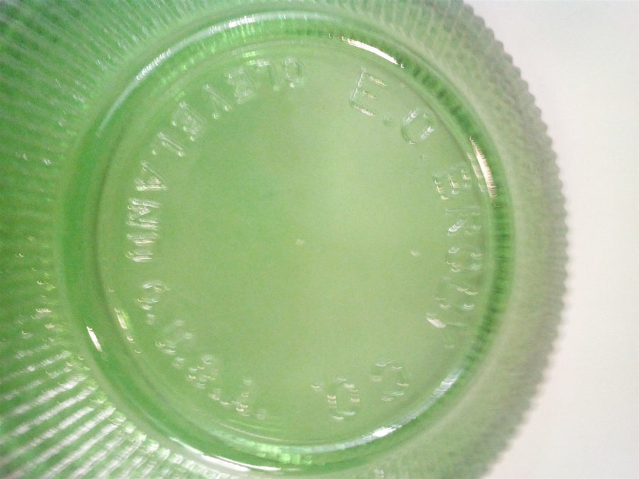 E.O Brody Green Glass Bowl Cleveland Ohio Vintage Glass Bowl