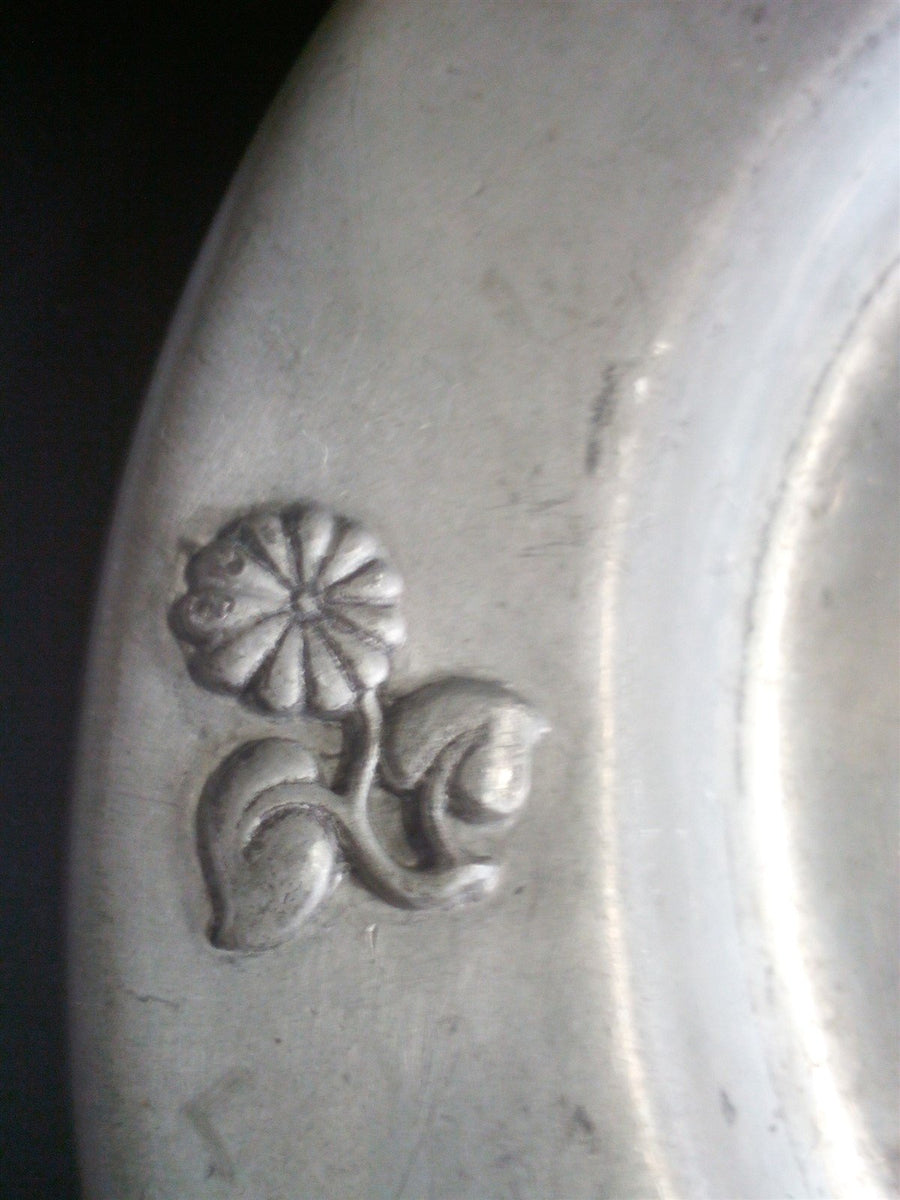 Just Denmark Pewter Plate 9 1/2 Inch Plate Pewter Roses