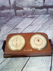 Wood Swivel Vintage Weather Center Barometer Thermometer By Taylor Two Dials