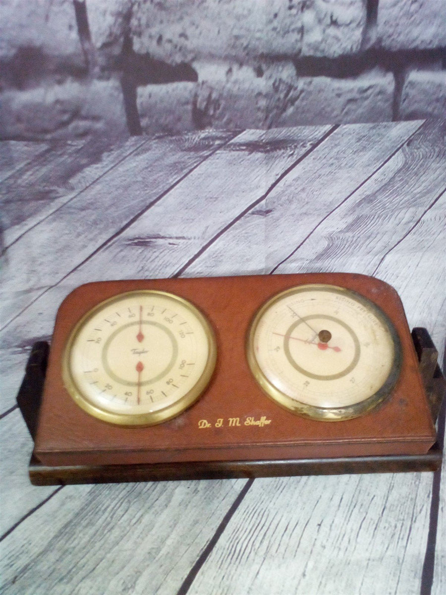 Wood Swivel Vintage Weather Center Barometer Thermometer By Taylor Two Dials