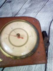Wood Swivel Vintage Weather Center Barometer Thermometer By Taylor Two Dials