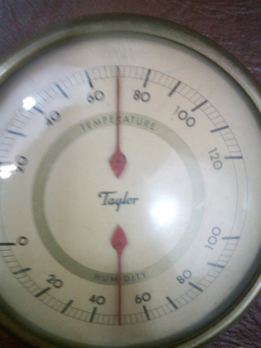 Wood Swivel Vintage Weather Center Barometer Thermometer By Taylor Two Dials