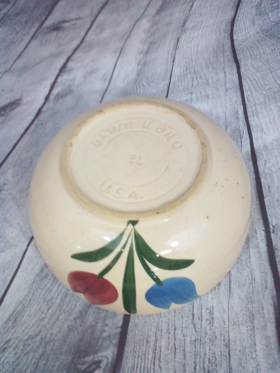 USA Ovenware Mixing Serving Bowl Ceramic Vintage With Tulips