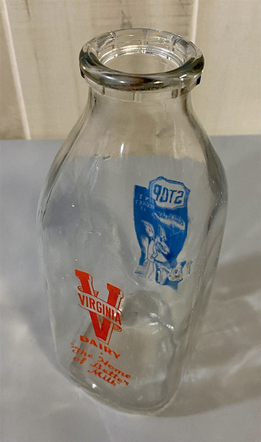 1970's Era Vintage Virginia Dairy of Richmond Pyroglazed Quart Size Milk Bottle