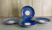 4 Vintage KMP Czechoslovakia Lustreware /Lusterware Blue and White Saucers