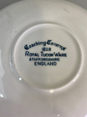 3 Coaching Taverns 1828 Royal Tudor Ware Staffordshire England Saucers (No Cups)