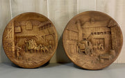 Set of "The Arrival" and "The Departure" by W.H. Bossons Chalkware Wall Hangings