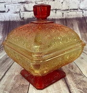 Vintage Mid Century Jeanette Ombre Acorns And Leaves Footed Candy Dish