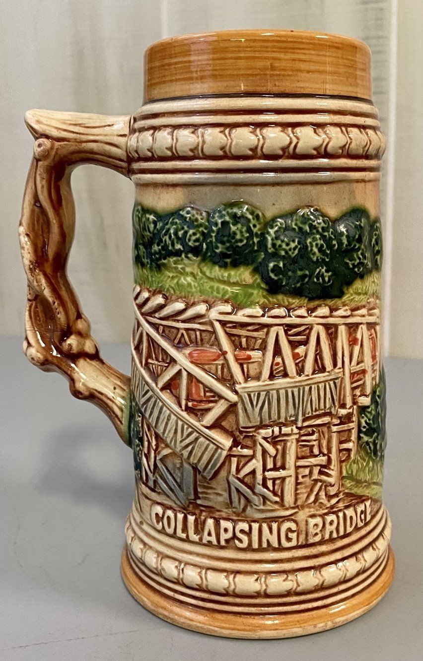 Vintage Souvenir Universal Studios Hollywood CA Collapsing Bridge Beer Stein