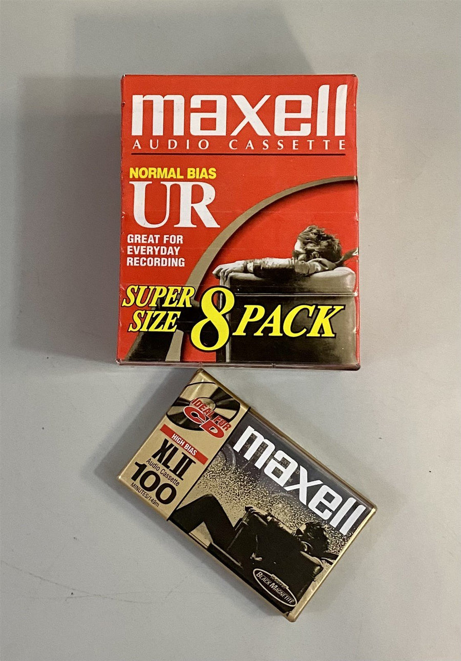 9 Blank Maxwell Audio Cassettes One 100 min. Eight 60 min. (Over 9.5 hrs. Total)