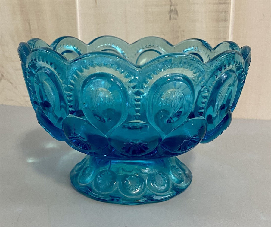 LE Smith Mid Century Blue Star and Moon Compote / Lrg Candy Pedestal Dish / Bowl