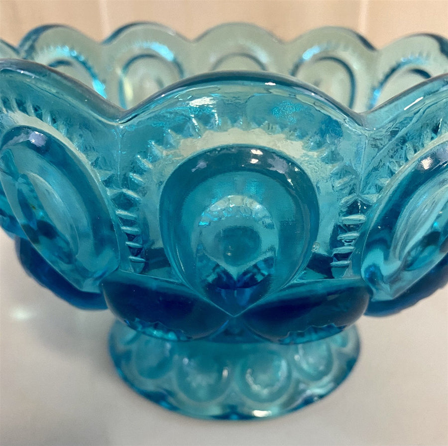 LE Smith Mid Century Blue Star and Moon Compote / Lrg Candy Pedestal Dish / Bowl