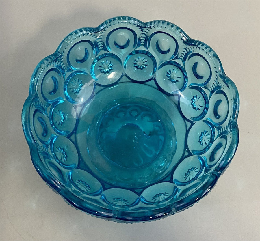 LE Smith Mid Century Blue Star and Moon Compote / Lrg Candy Pedestal Dish / Bowl
