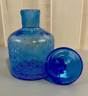 4 Misc. Pc. Vintage Unbranded Cobalt Blue Crackle Glass Pitcher and Decanter Set