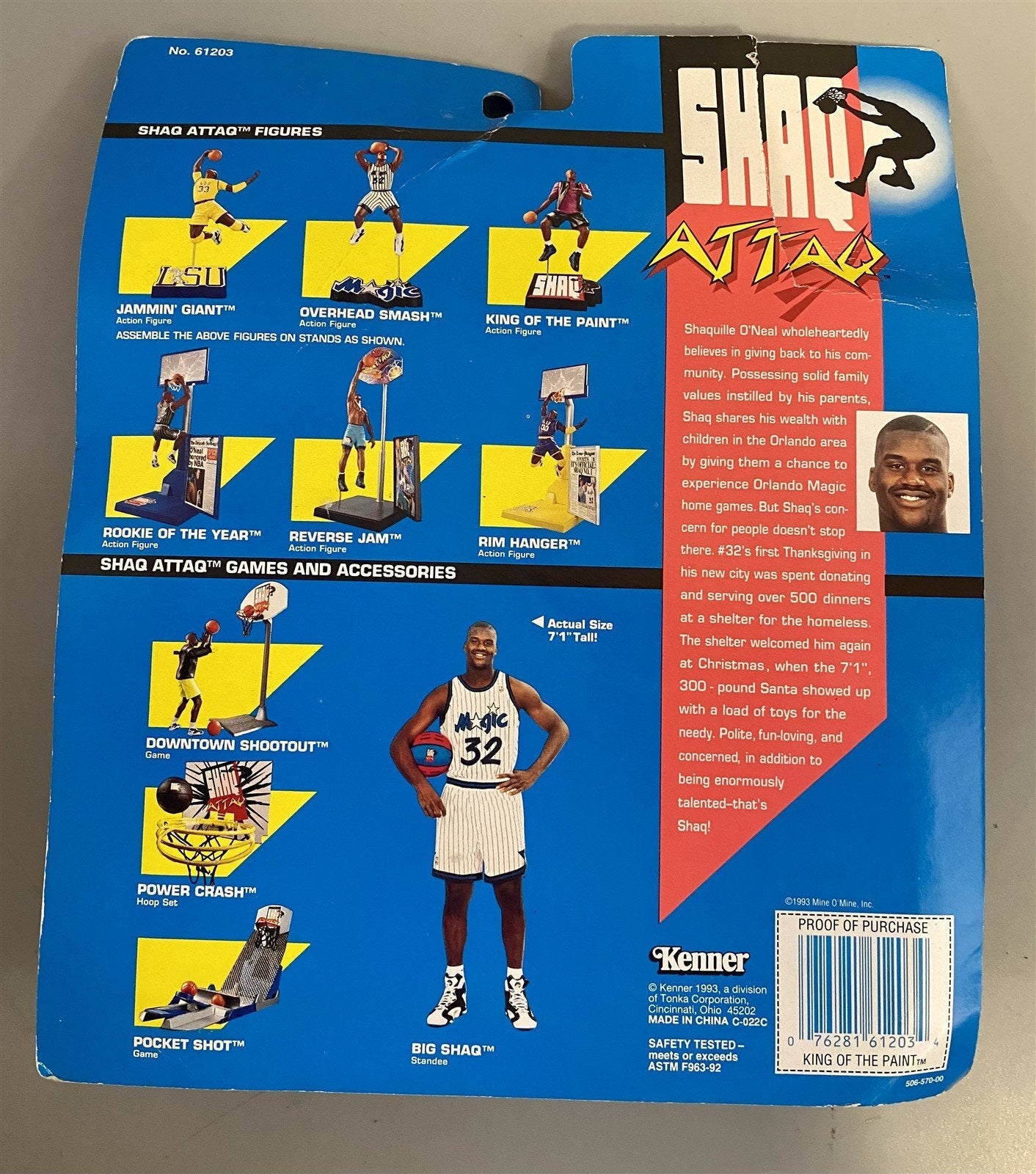 1993 Shaq Attaq King of the Paint Shaquile O'Neal Action Figure by Kenner
