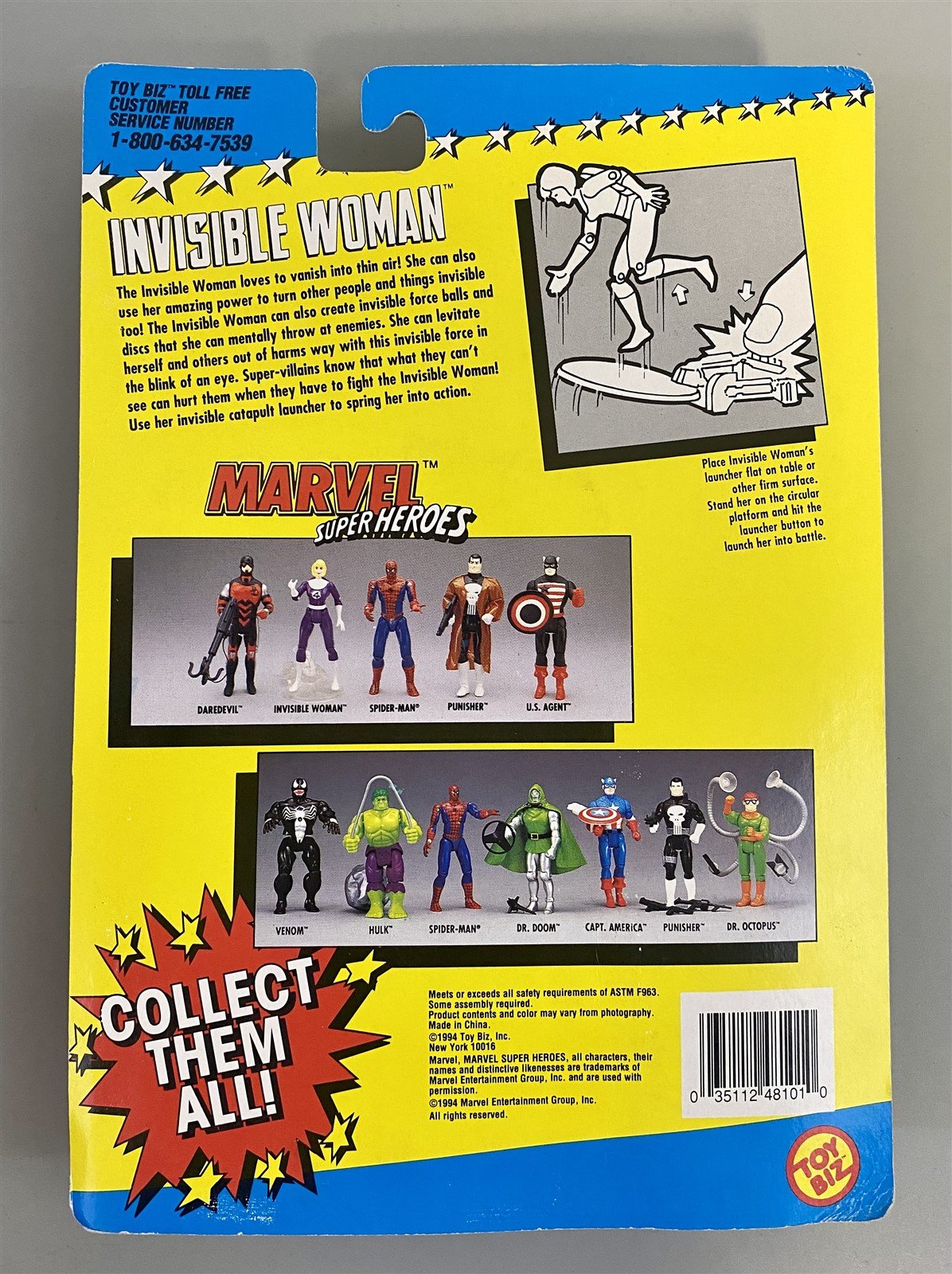 1994 Vintage Marvel Superhero Fantastic Four Invisible Woman Action Figure